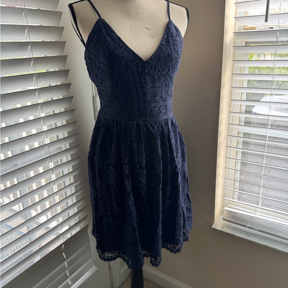 Like New Lulu’s Navy Lace Mini Dress